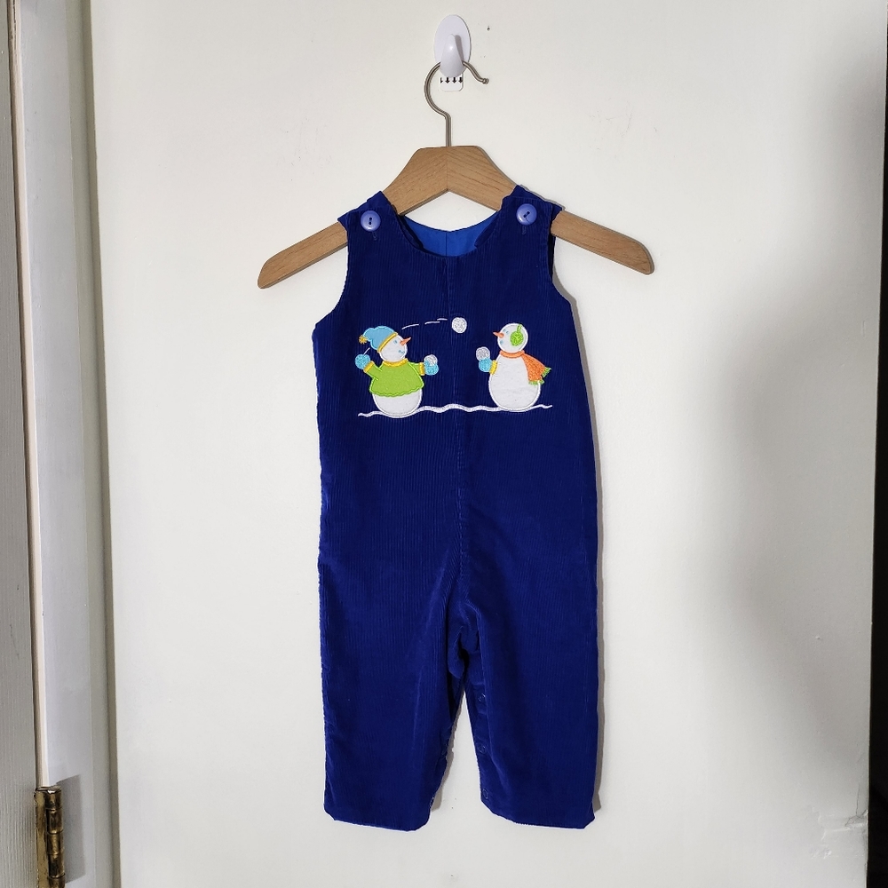 Vintage Mulberry St. 12M Blue Corduroy Applique Overall. 100% Cotton.